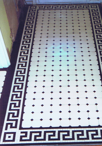 White olde english tiles black